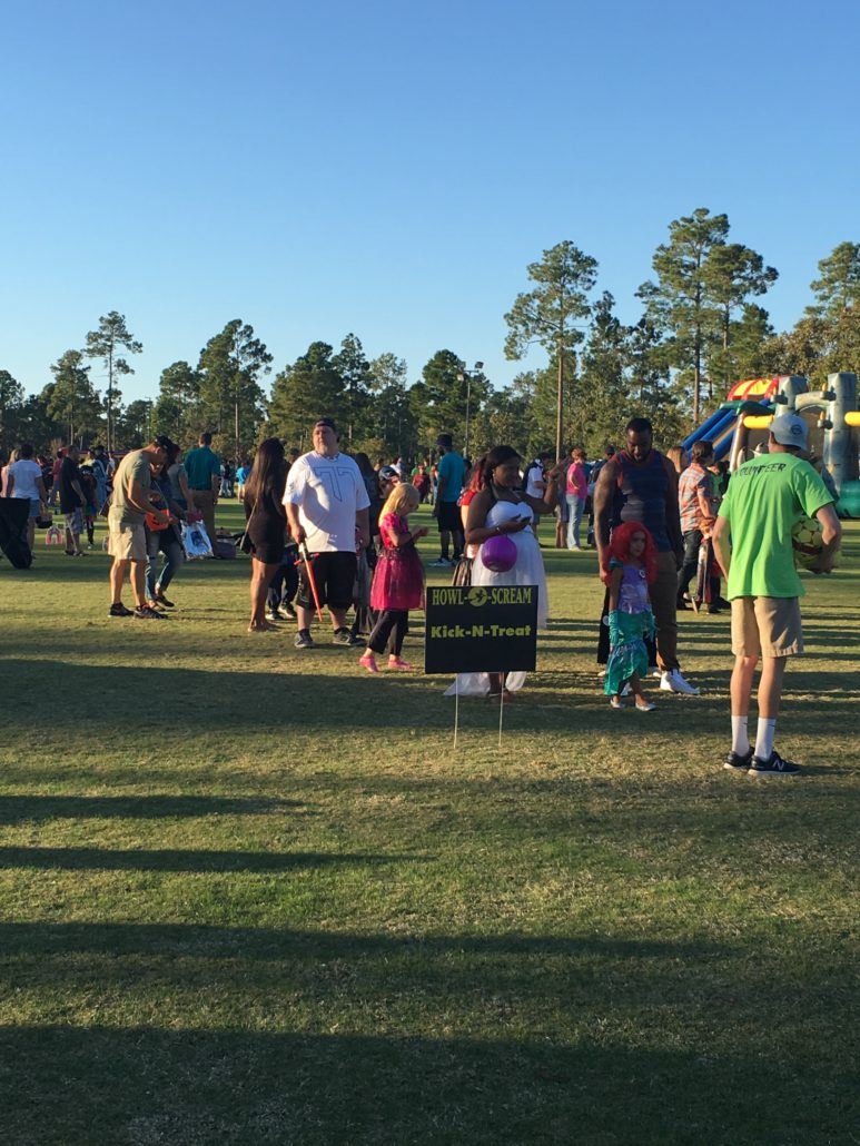 Line for Kick or Treat game