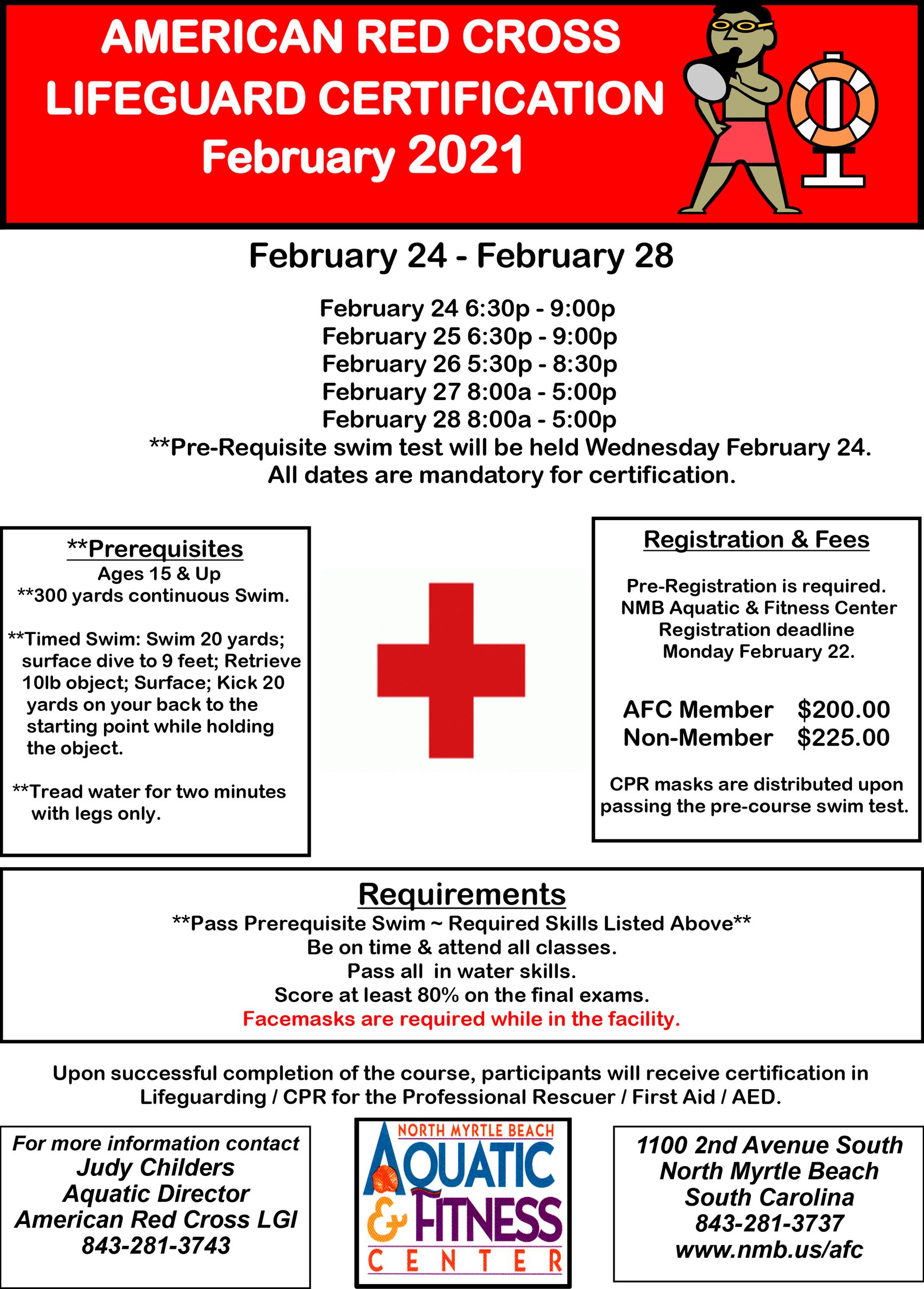 Lifeguard Certification Flyer February 2021